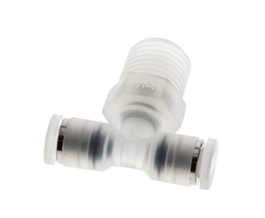 4mm x R1/4'' Inline Tee Push-in Fitting with Male Threads PA EPDM FDA Rotatable