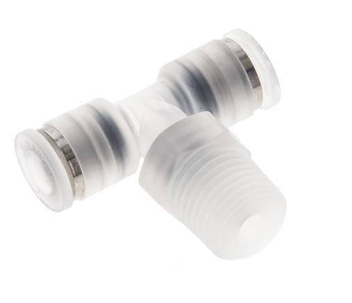 Racor en T de 6mm x R1/4'' con rosca macho Latón/PA 66 NBR Giratorio