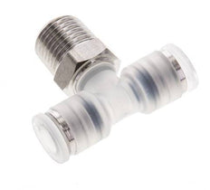 6mm x R1/4'' Inline Tee Push-in Fitting with Male Threads PA/Stainless Steel EPDM FDA Rotatable