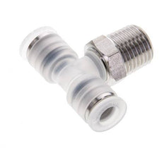6mm x R1/4'' Inline Tee Push-in Fitting with Male Threads PA/Stainless Steel EPDM FDA Rotatable