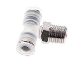 6mm x R1/4'' Inline Tee Push-in Fitting with Male Threads PA/Stainless Steel EPDM FDA Rotatable