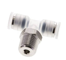 6mm x R1/4'' Inline Tee Push-in Fitting with Male Threads PA/Stainless Steel EPDM FDA Rotatable