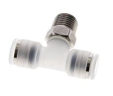 Racor en T de 8mm x R1/4'' con rosca macho PA/acero inoxidable EPDM giratorio FDA