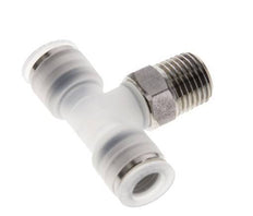 Racor en T de 8mm x R1/4'' con rosca macho PA/acero inoxidable EPDM giratorio FDA