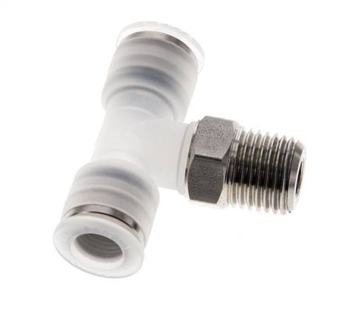 Racor en T de 8mm x R1/4'' con rosca macho PA/acero inoxidable EPDM giratorio FDA