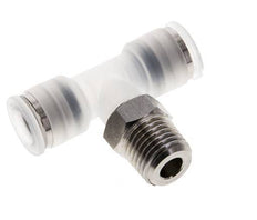 Racor en T de 8mm x R1/4'' con rosca macho PA/acero inoxidable EPDM giratorio FDA