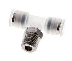Racor en T de 8mm x R1/4'' con rosca macho PA/acero inoxidable EPDM giratorio FDA