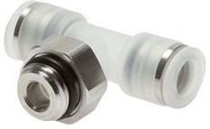 Racor en T de 4mm x G1/4'' con rosca macho PA/acero inoxidable EPDM giratorio FDA
