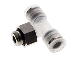 Racor en T de 8mm x G1/4'' con rosca macho PA/acero inoxidable EPDM giratorio FDA