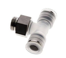 Racor en T de 8mm x G1/4'' con rosca macho PA/acero inoxidable EPDM giratorio FDA