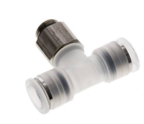 Racor en T de 10mm x G1/4'' con rosca macho PA/acero inoxidable EPDM giratorio FDA