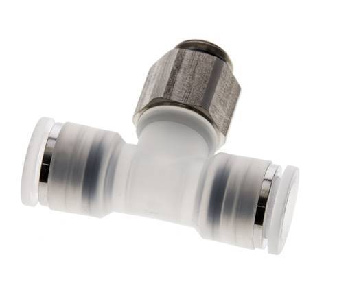 Racor en T de 10mm x G1/4'' con rosca macho PA/acero inoxidable EPDM giratorio FDA