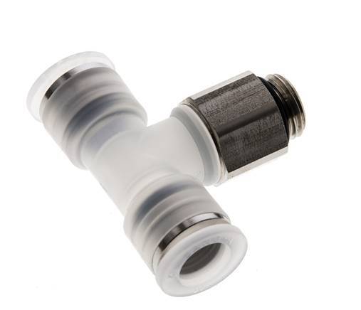 Racor en T de 10mm x G1/4'' con rosca macho PA/acero inoxidable EPDM giratorio FDA