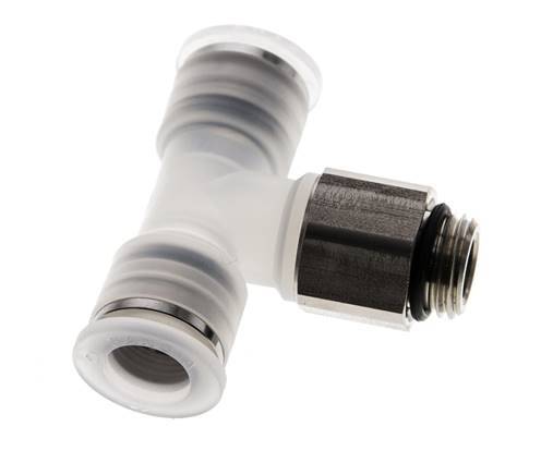 Racor en T de 10mm x G1/4'' con rosca macho PA/acero inoxidable EPDM giratorio FDA