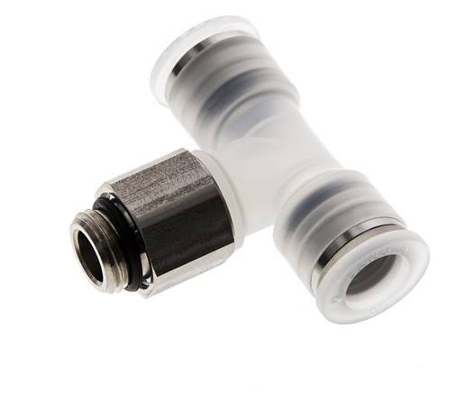 Racor en T de 10mm x G1/4'' con rosca macho PA/acero inoxidable EPDM giratorio FDA
