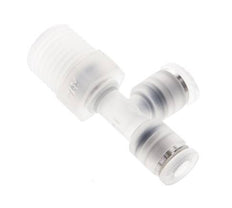 Racor en T en ángulo recto de 4mm x R1/4'' con rosca macho Latón/PA 66 NBR Giratorio