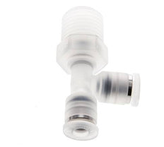 Racor en T en ángulo recto de 4mm x R1/4'' con rosca macho Latón/PA 66 NBR Giratorio