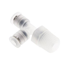 Racor en T en ángulo recto de 4mm x R1/4'' con rosca macho Latón/PA 66 NBR Giratorio