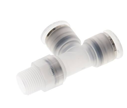 Racor en T en ángulo recto de 12mm x R3/8'' con rosca macho Latón/PA 66 NBR Giratorio