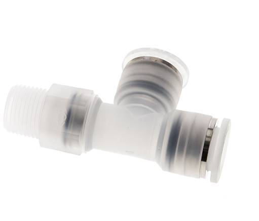 Racor en T en ángulo recto de 12mm x R3/8'' con rosca macho Latón/PA 66 NBR Giratorio