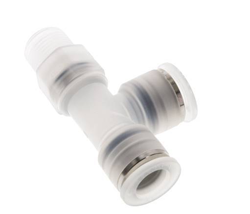 Racor en T en ángulo recto de 12mm x R3/8'' con rosca macho Latón/PA 66 NBR Giratorio