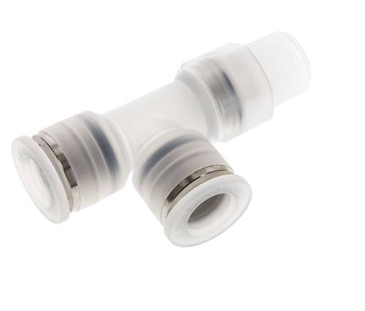 Racor en T en ángulo recto de 12mm x R3/8'' con rosca macho Latón/PA 66 NBR Giratorio