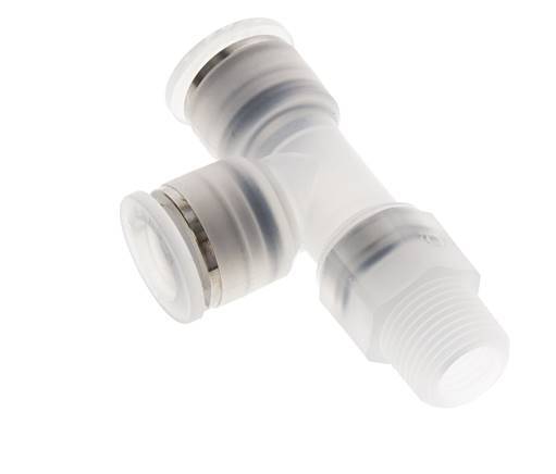 Racor en T en ángulo recto de 12mm x R3/8'' con rosca macho Latón/PA 66 NBR Giratorio