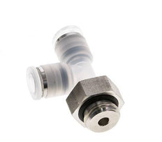 6mm x G1/4'' Right Angle Tee Push-in Fitting with Male Threads PA/Stainless Steel EPDM FDA Rotatable