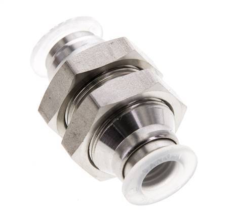 8mm Push-in Fitting Stainless Steel/PA EPDM/PTFE Bulkhead