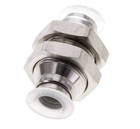 8mm Push-in Fitting Stainless Steel/PA EPDM/PTFE Bulkhead