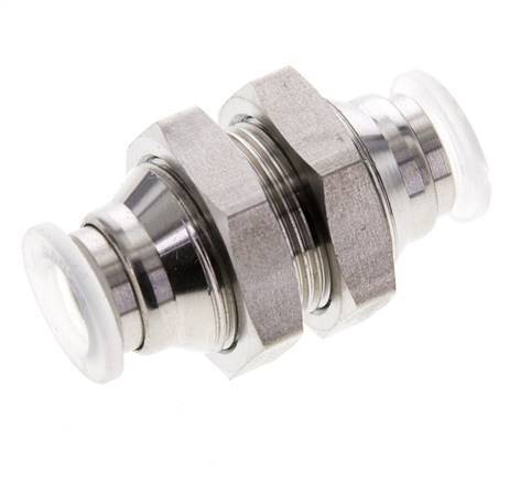 8mm Push-in Fitting Stainless Steel/PA EPDM/PTFE Bulkhead