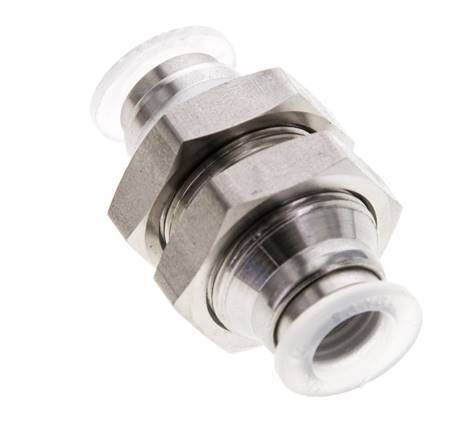 8mm Push-in Fitting Stainless Steel/PA EPDM/PTFE Bulkhead