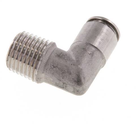 6mm x R1/4'' 90deg Elbow Push-in Fitting with Male Threads Stainless Steel FKM