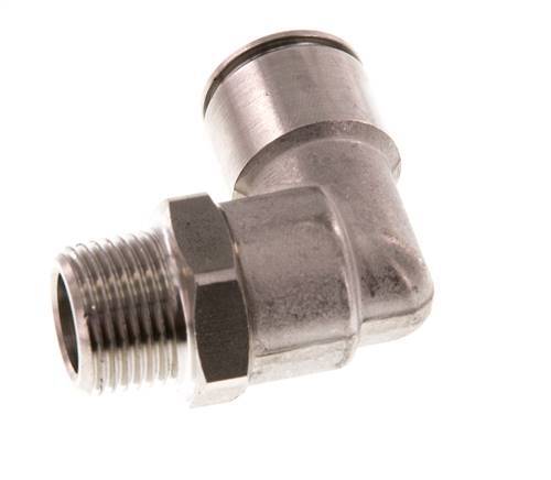12mm x R3/8'' 90deg Elbow Push-in Fitting with Male Threads Stainless Steel FKM Rotatable