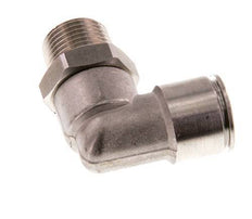 12mm x R3/8'' 90deg Elbow Push-in Fitting with Male Threads Stainless Steel FKM Rotatable