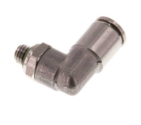 4mm x M 5 90deg Elbow Push-in Fitting with Male Threads Stainless Steel FKM Rotatable