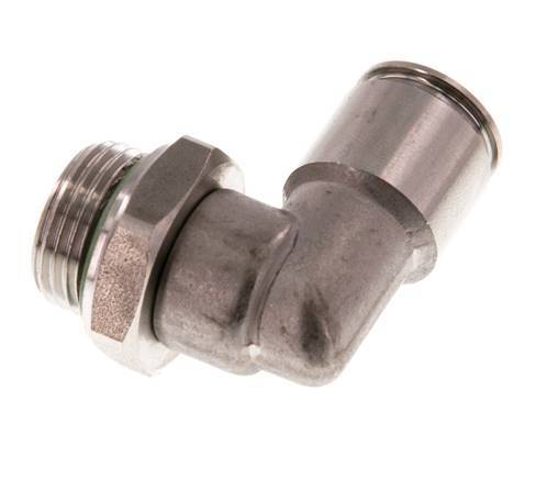 10mm x G3/8'' 90deg Elbow Push-in Fitting with Male Threads Stainless Steel FKM Rotatable