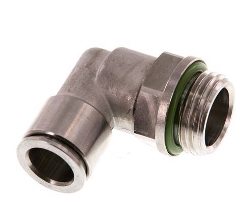 12mm x G1/2'' 90deg Elbow Push-in Fitting with Male Threads Stainless Steel FKM Rotatable