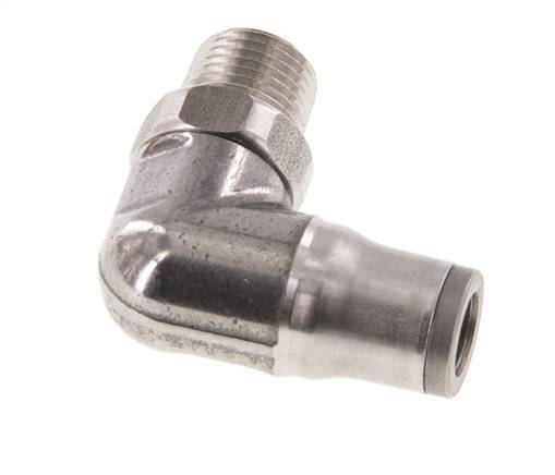 Racor de 6mm x 1/8'' NPT 90deg con rosca macho Acero inoxidable FKM Giratorio