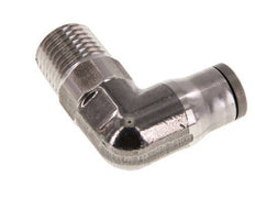 8mm x 1/4'' NPT 90deg Elbow Push-in Fitting with Male Threads Stainless Steel FKM Rotatable