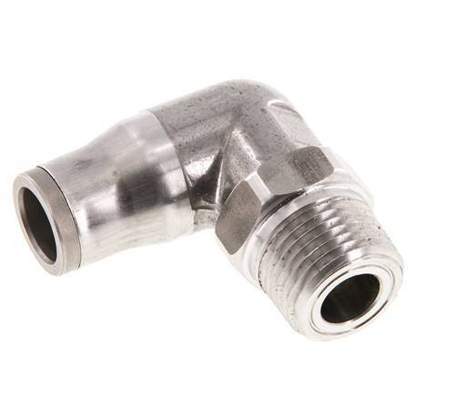 10mm x 3/8'' NPT 90deg Elbow Push-in Fitting with Male Threads Stainless Steel FKM Rotatable