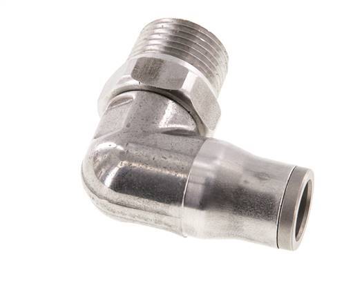 10mm x 3/8'' NPT 90deg Elbow Push-in Fitting with Male Threads Stainless Steel FKM Rotatable