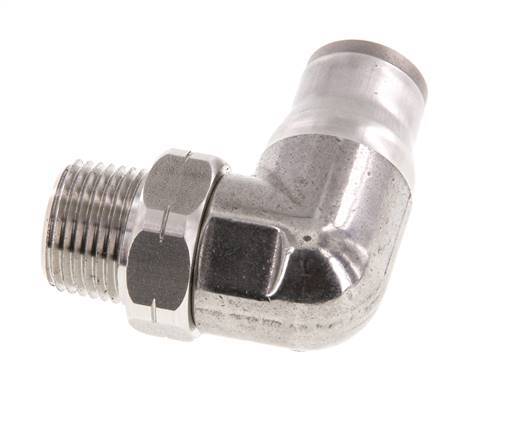 12mm x 3/8'' NPT 90deg Elbow Push-in Fitting with Male Threads Stainless Steel FKM Rotatable