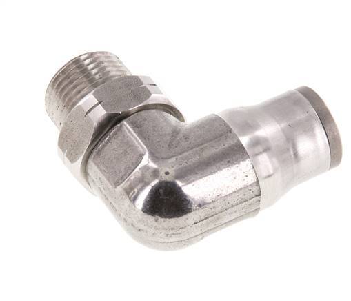 12mm x 3/8'' NPT 90deg Elbow Push-in Fitting with Male Threads Stainless Steel FKM Rotatable