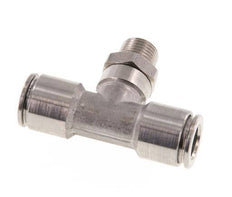 8mm x R1/8'' Inline Tee Push-in Fitting with Male Threads Stainless Steel FKM Rotatable