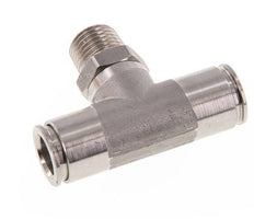 10mm x R1/4'' Inline Tee Push-in Fitting with Male Threads Stainless Steel FKM Rotatable