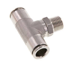 10mm x R1/4'' Inline Tee Push-in Fitting with Male Threads Stainless Steel FKM Rotatable