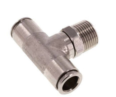 10mm x R3/8'' Inline Tee Push-in Fitting with Male Threads Stainless Steel FKM Rotatable