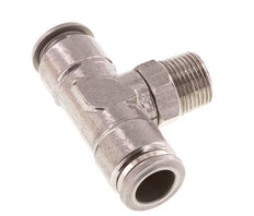 12mm x R3/8'' Inline Tee Push-in Fitting with Male Threads Stainless Steel FKM Rotatable