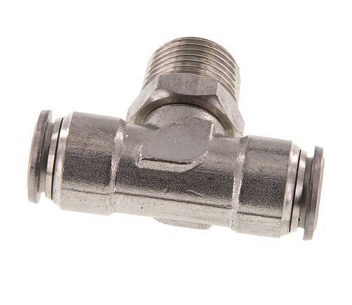 12mm x R1/2'' Inline Tee Push-in Fitting with Male Threads Stainless Steel FKM Rotatable